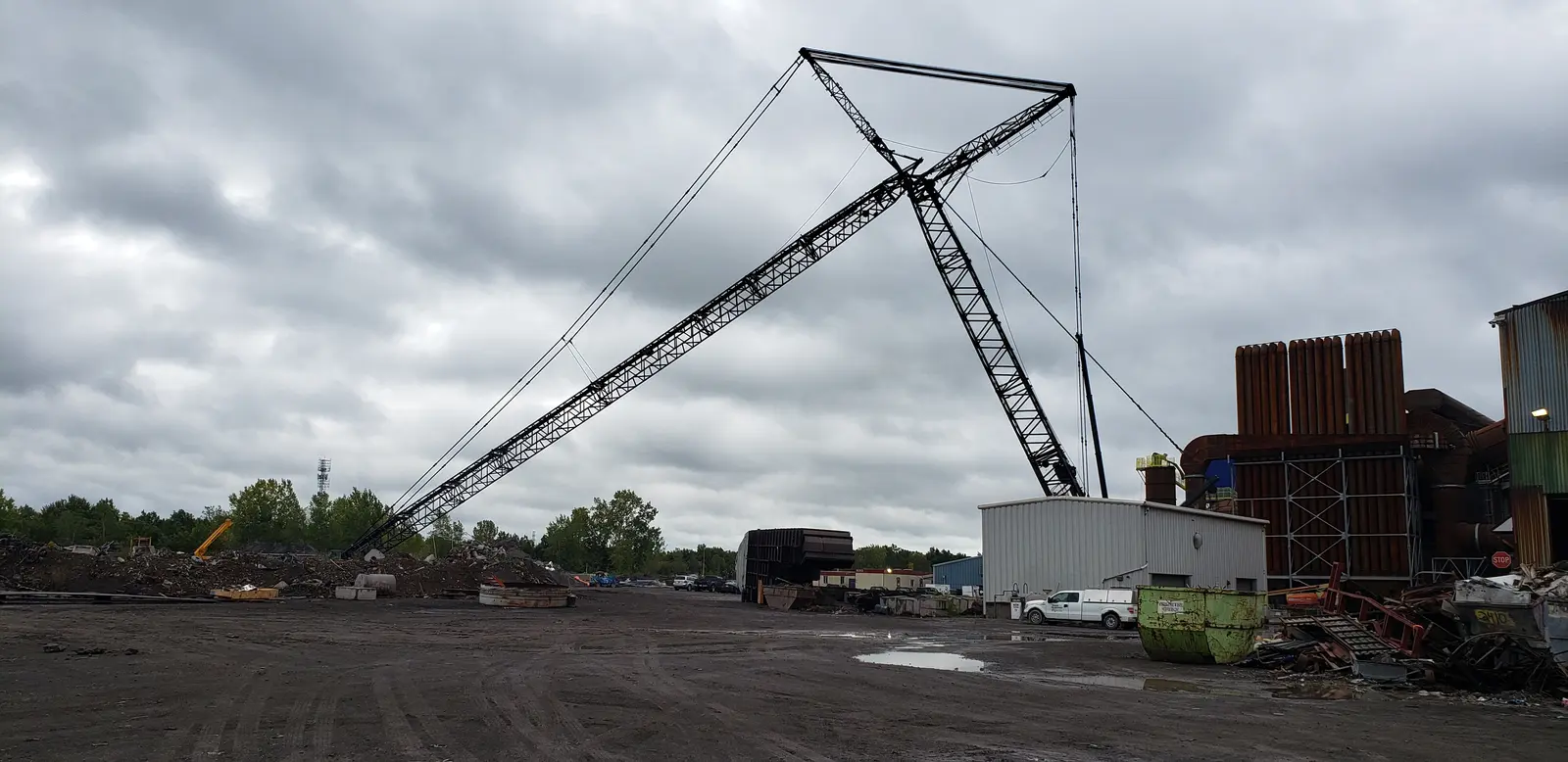 Liebherr crawler crane with counterweight at a job site